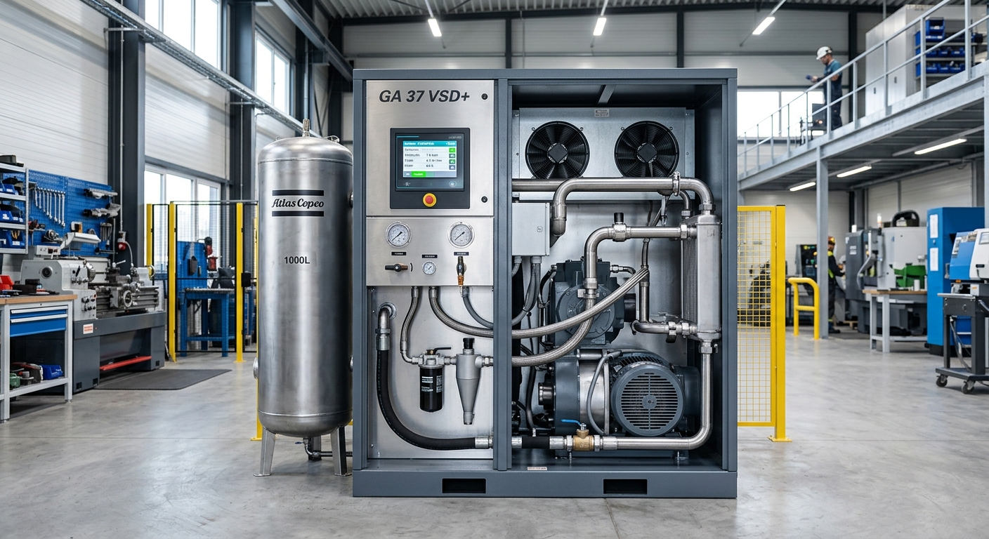 Compressore industriale fermo in sala compressori in attesa di assistenza tecnica a Napoli